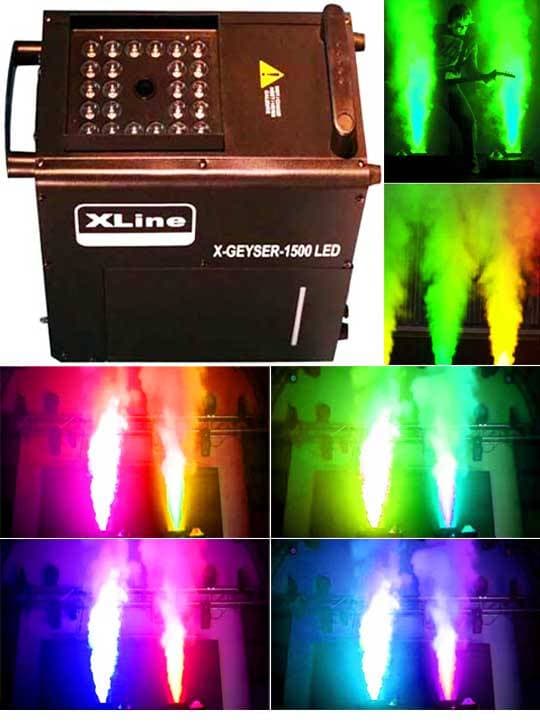 Вертикальный дымогенератор со светодиодной подсветкой XLine Light X-GEYSER 1500 LED DMX